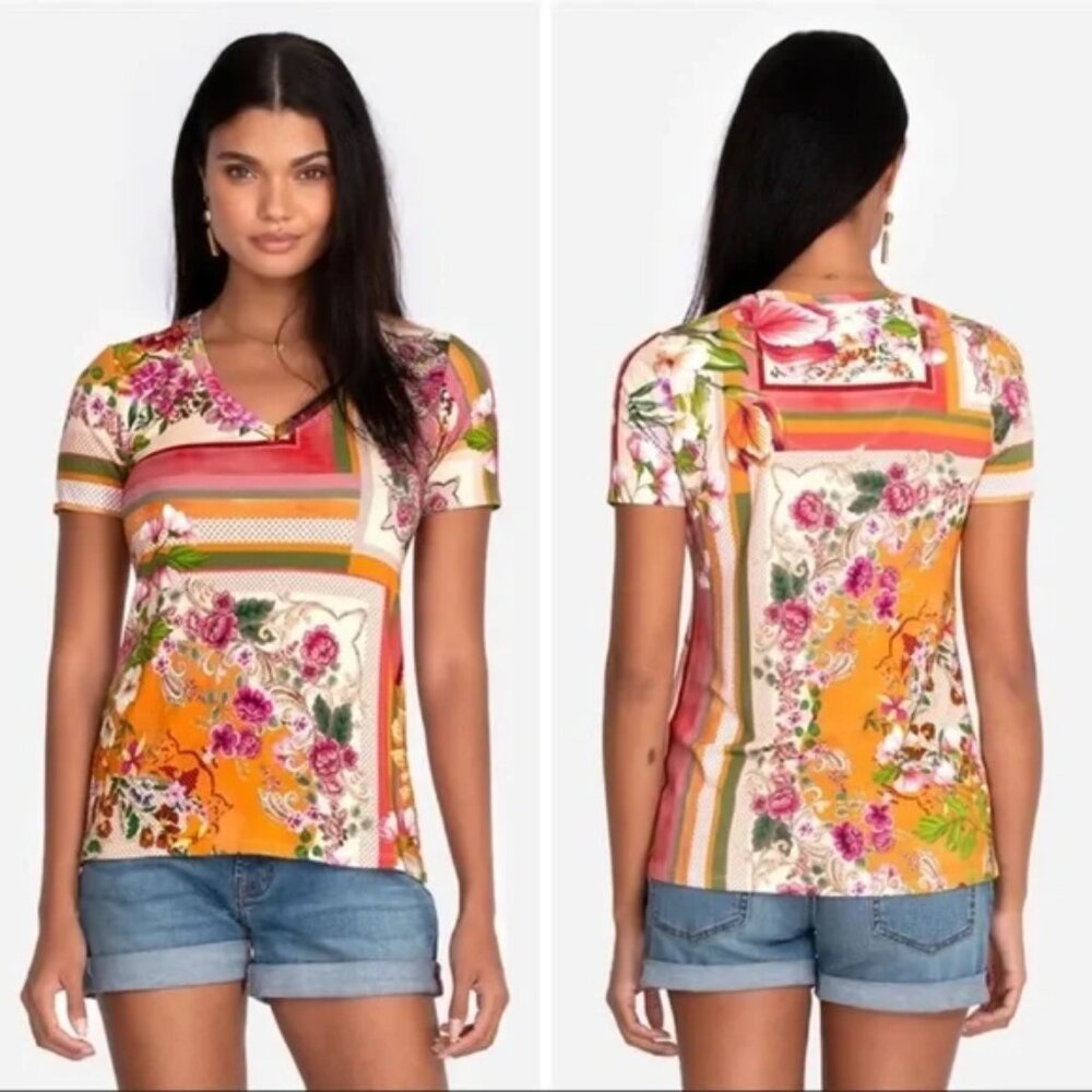 Johnny Was Janie Favorite Short Sleeve V neck